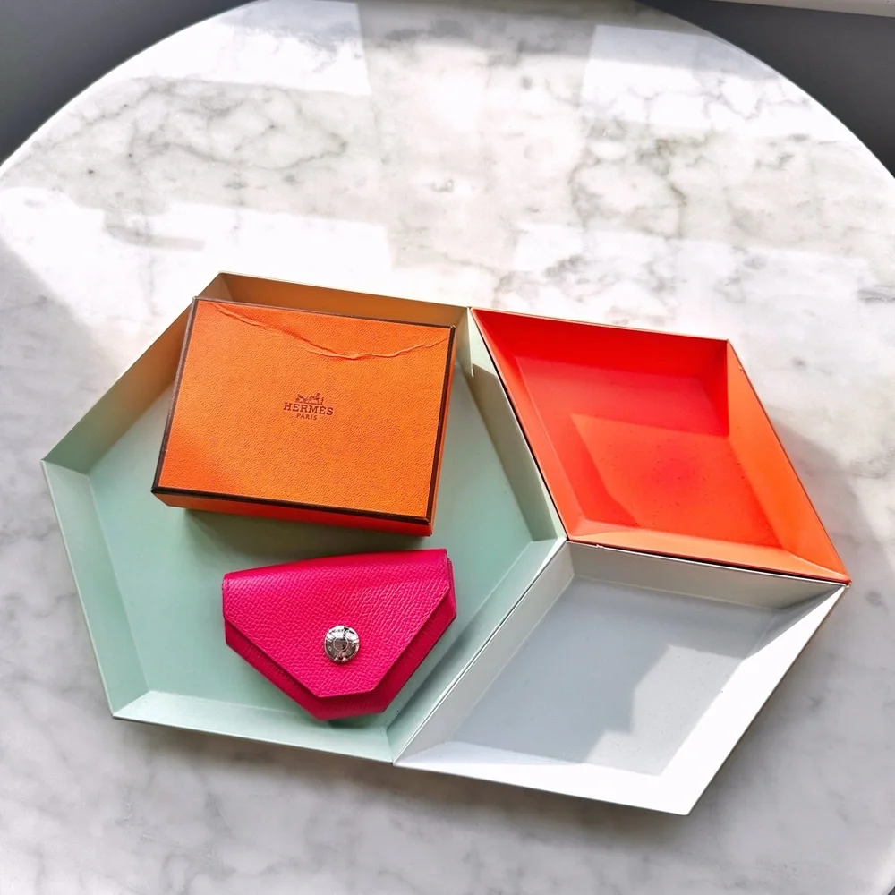 Hermes Le 24 Coin Change Purse Wallet Clutch Rose Extreme with Box & Ribbon - Picture 7 of 7